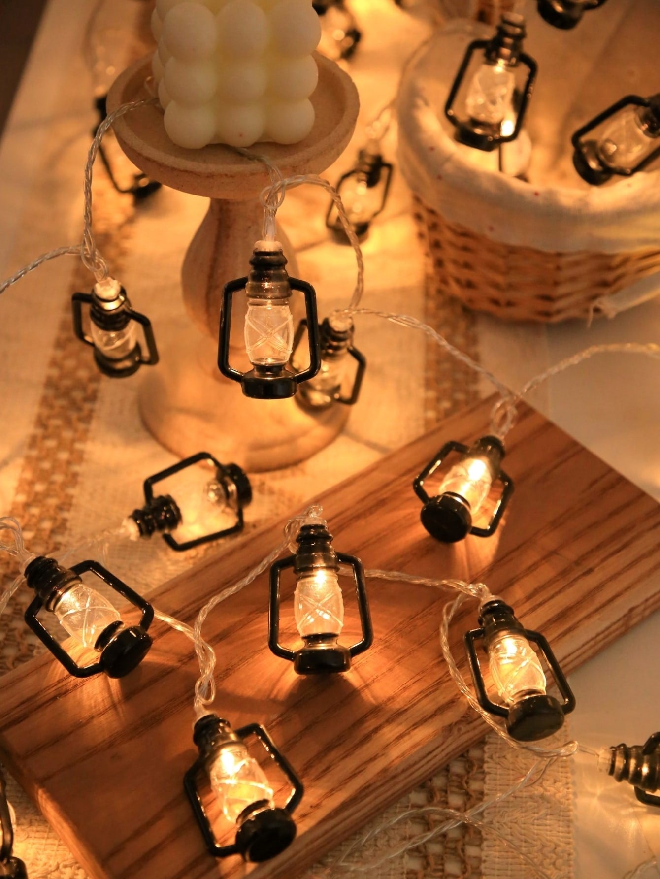 10 Led 2M PVC Oil String Light Black Lamp Shaped Lights Battery Box Thanksgiving Christmas Table Decorations