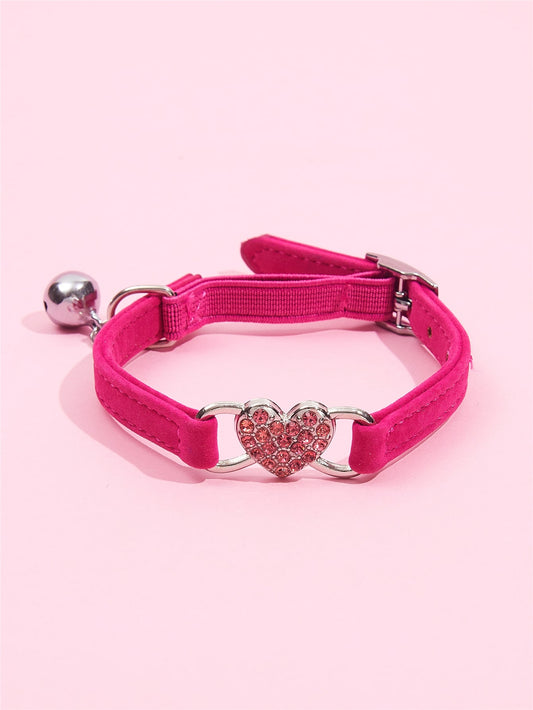 Rhinestone Heart Pet Collar