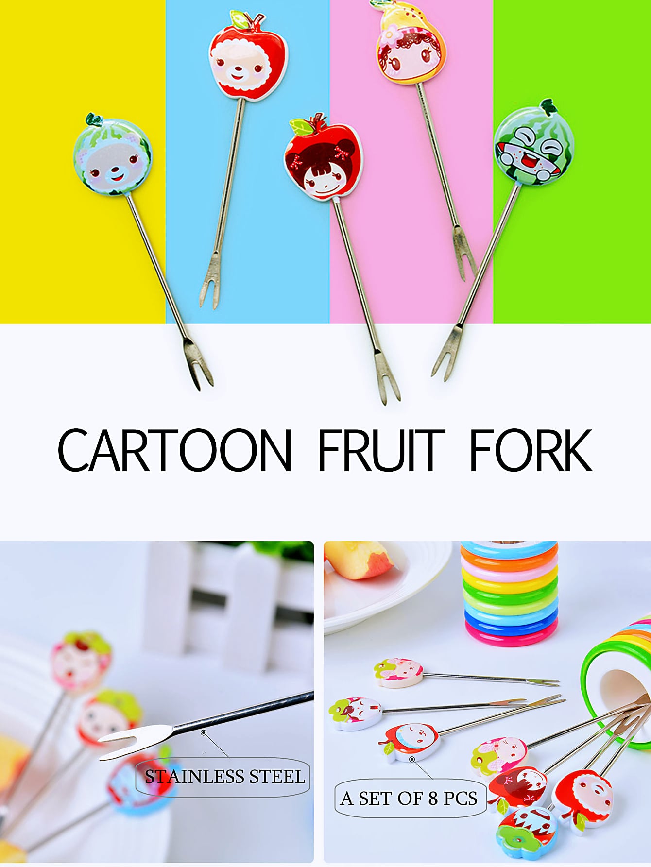 9pcs Cartoon Design Random Fork Holder Set