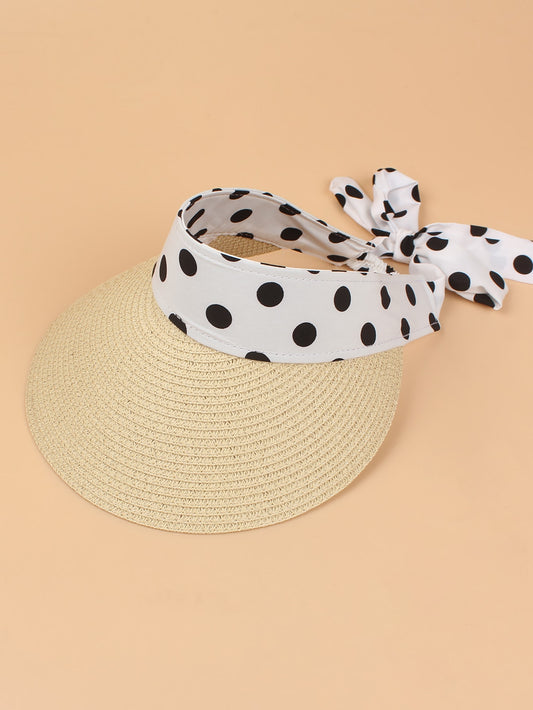 Polka Dot Straw Visor Hat