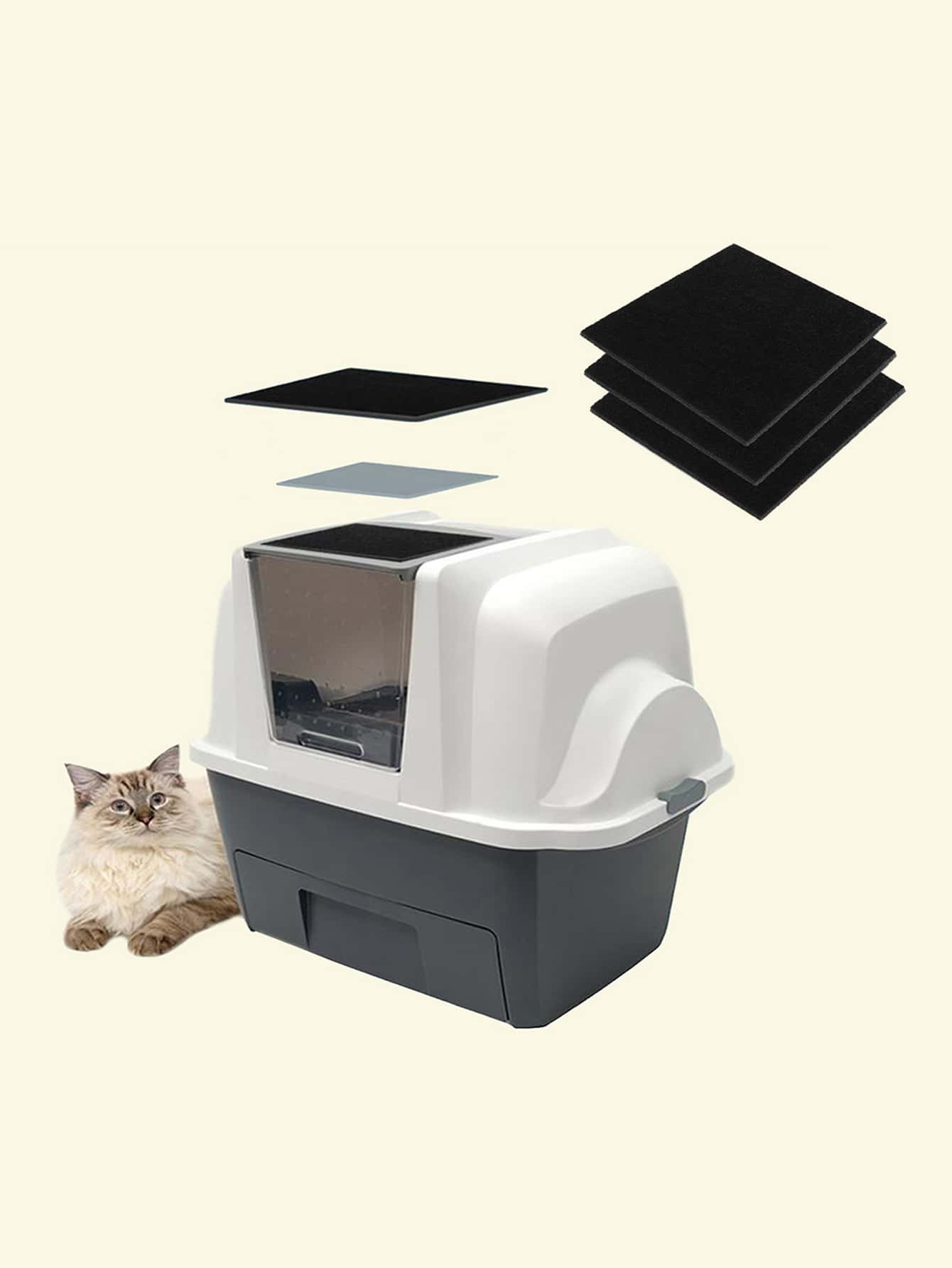 4pcs Cat Litter Box Deodorizing Filter Mat
