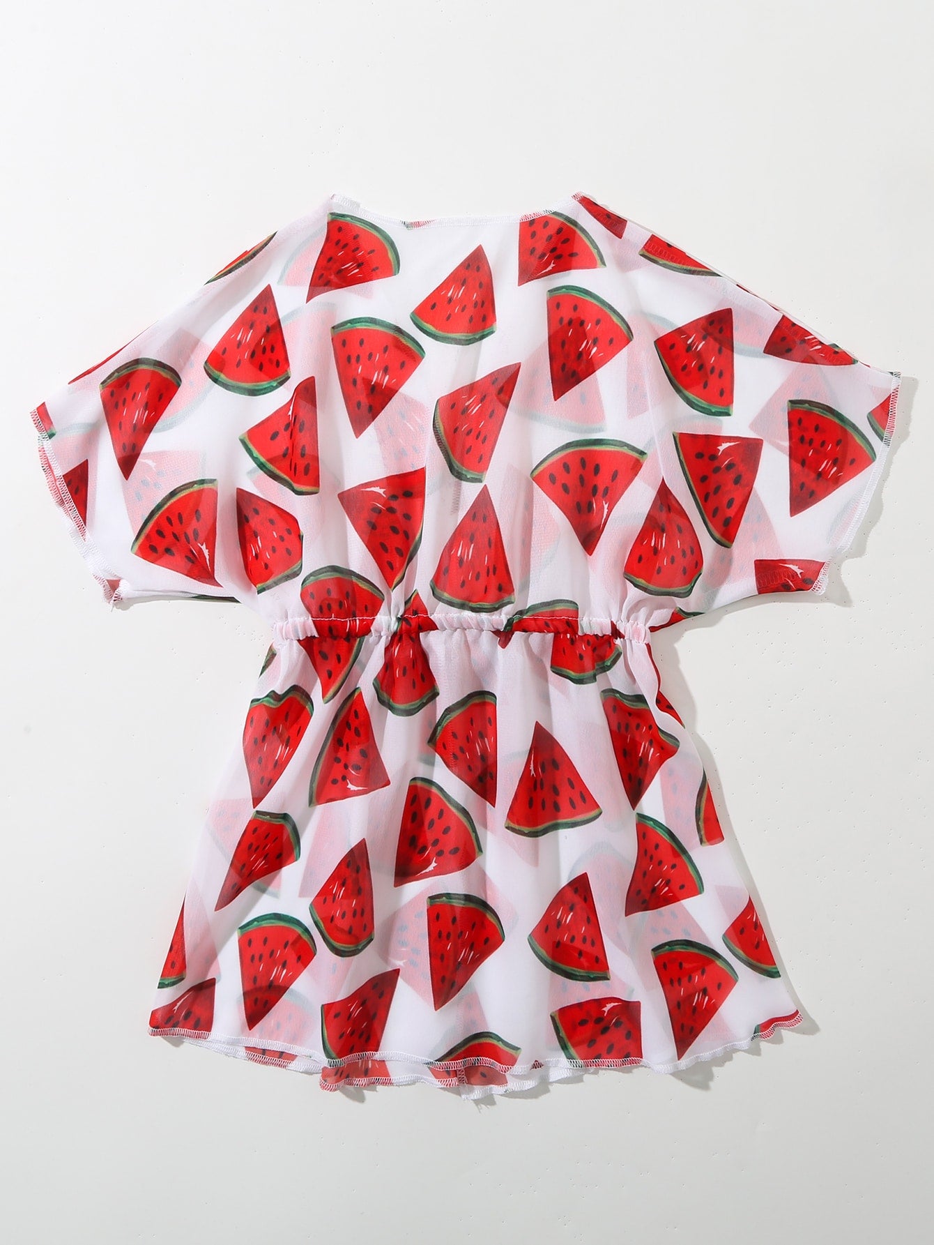 Toddler Girls Random Watermelon Print Drawstring Waist Kimono