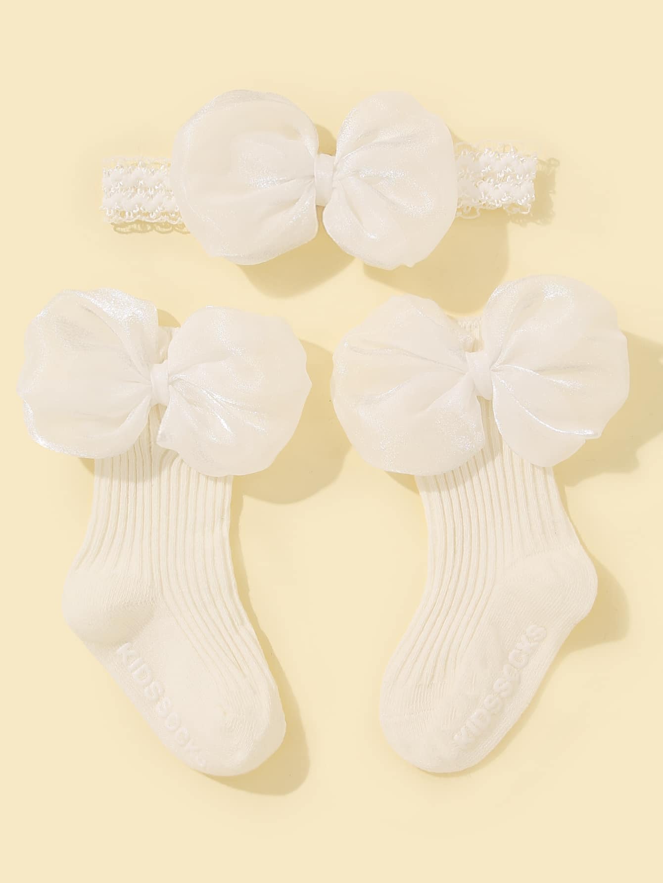 1pc Baby Hair Band Bow Decor Socks