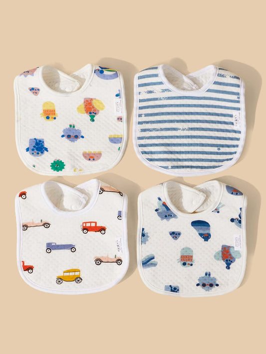 4pcs Baby Cartoon Graphic Bib