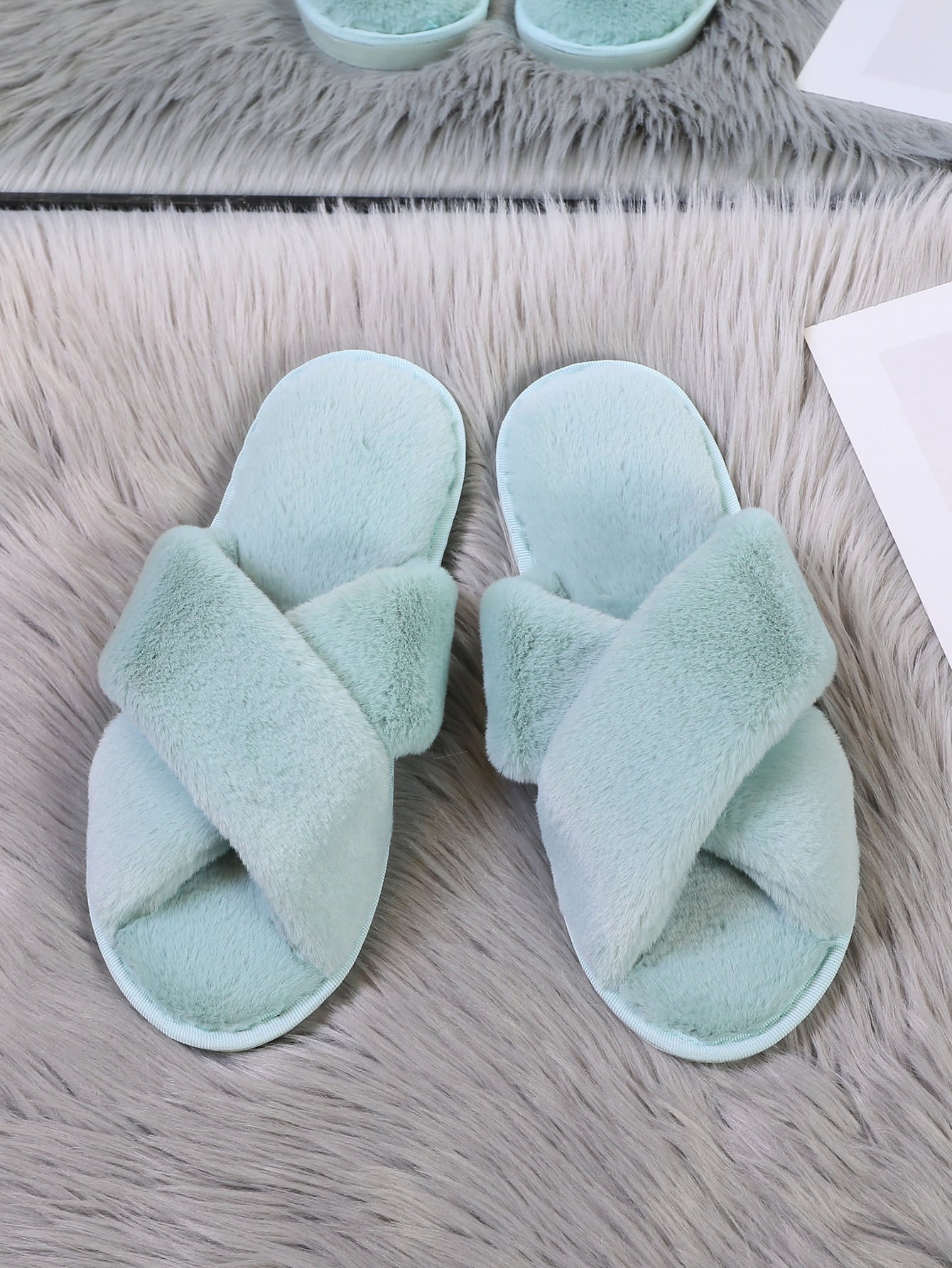 Fuzzy Criss Cross Bedroom Slippers