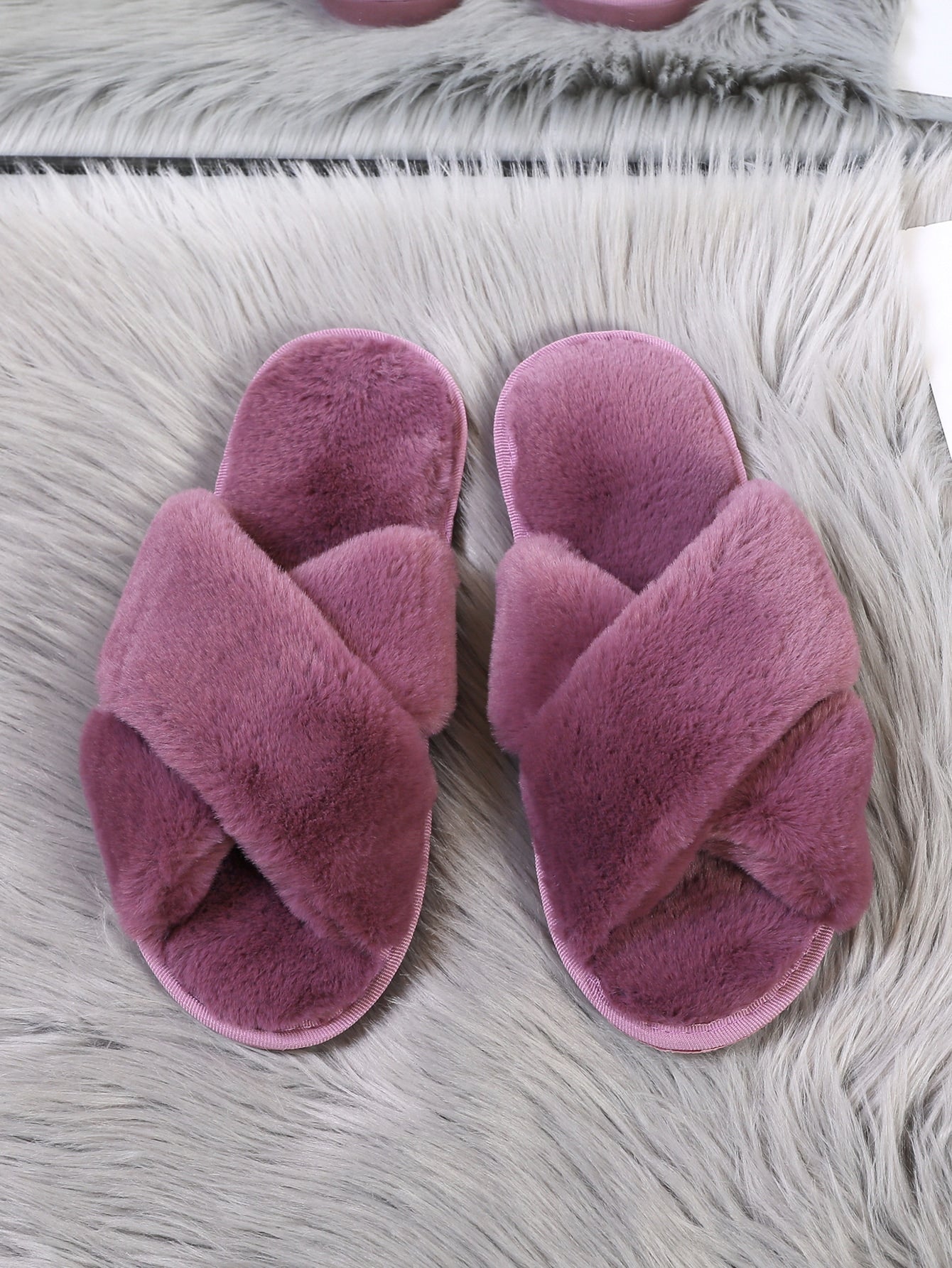 Fuzzy Criss Cross Bedroom Slippers