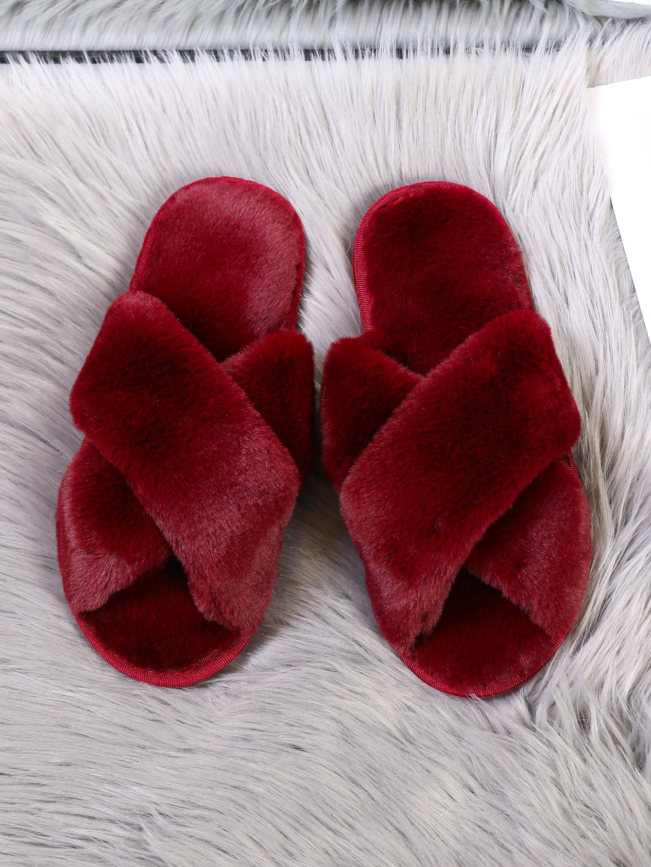 Fuzzy Criss Cross Bedroom Slippers