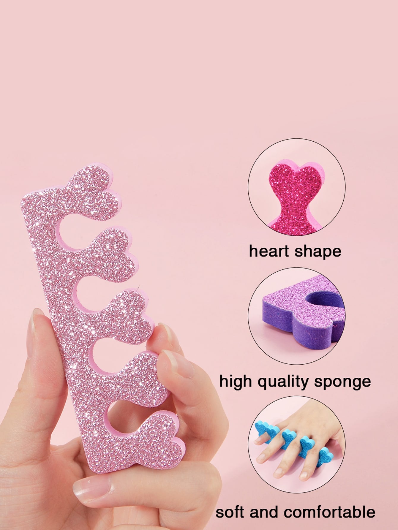 8pcs Glitter Sponge Finger Separator