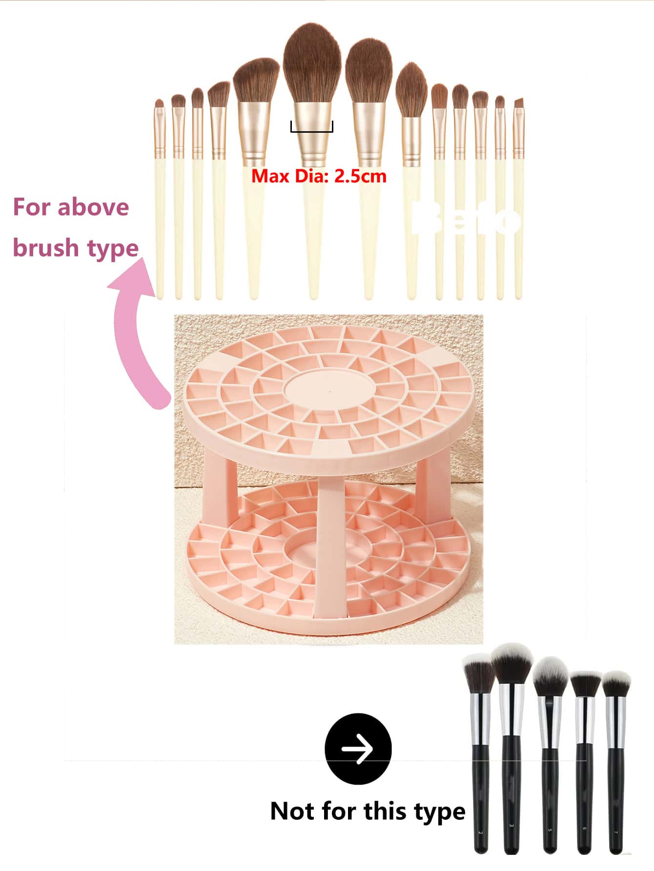 BASIC LIVING Makeup Brush Storage Stand Pink