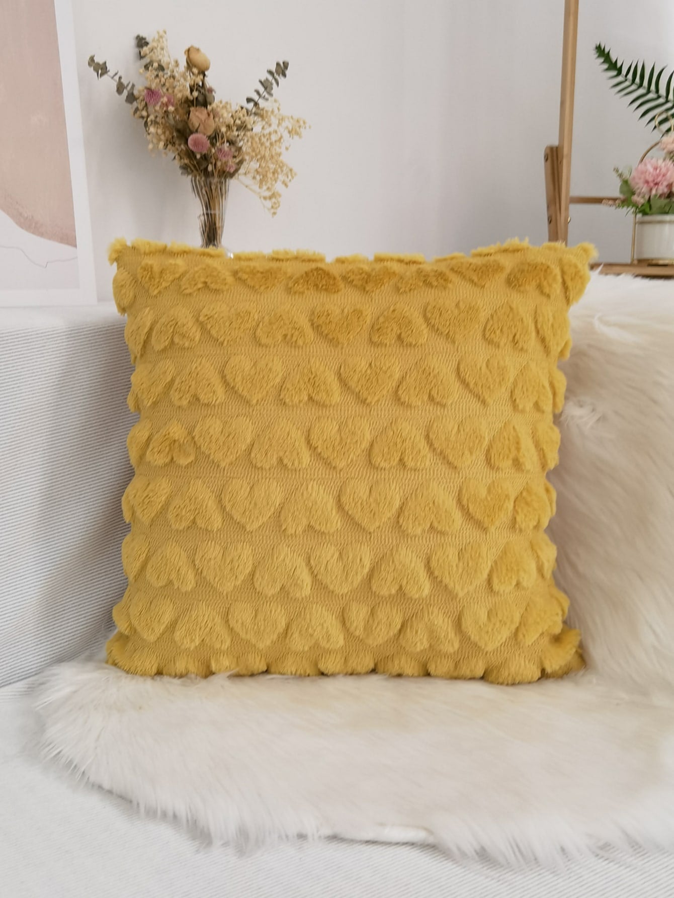 Heart Pattern Cushion Cover Without Filler