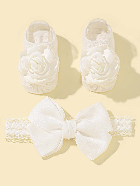 1pc Baby Bow Decor Headband 1pair Socks