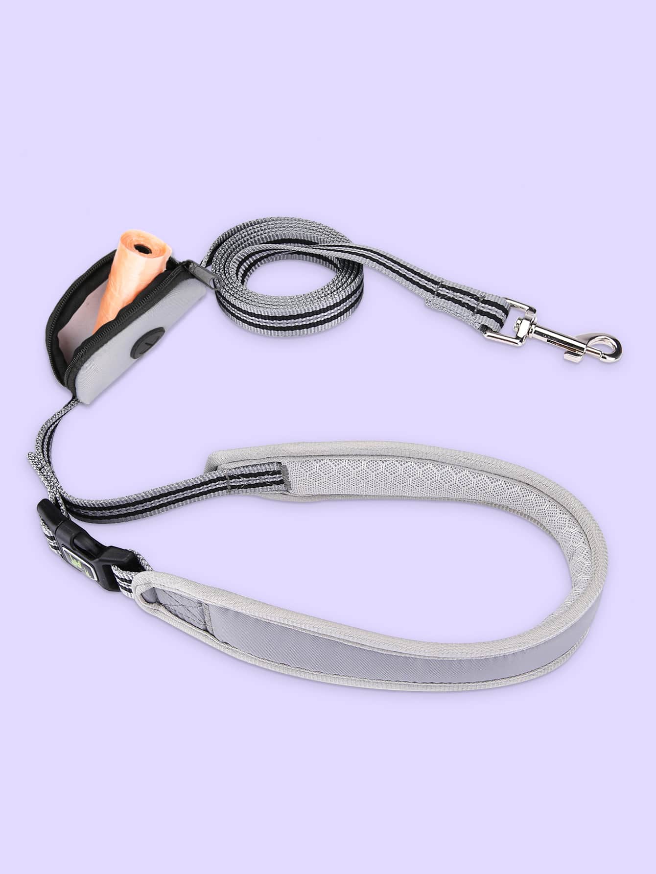 1pc Two Tone Pet Leash With Poopbag Dispenser 1roll Poopbag