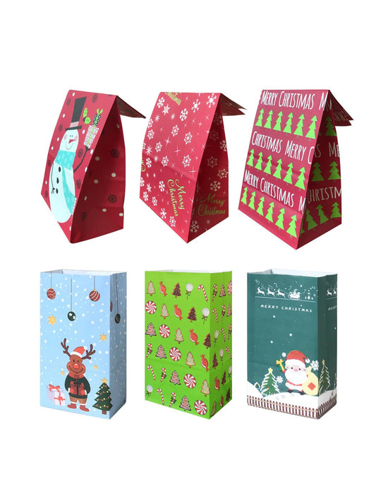 6pcs Christmas Snowman Tree Pattern Packaging Bag