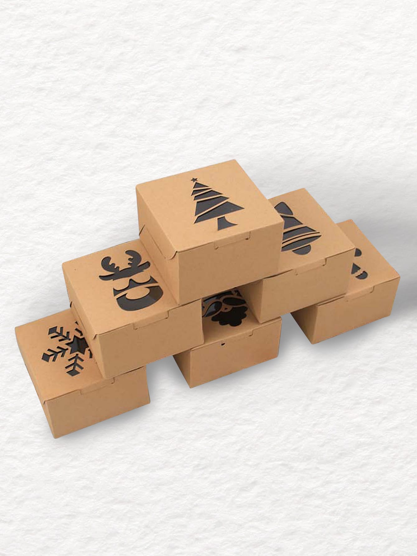6pcs Christmas Santa Snowflake Pattern Packaging Box