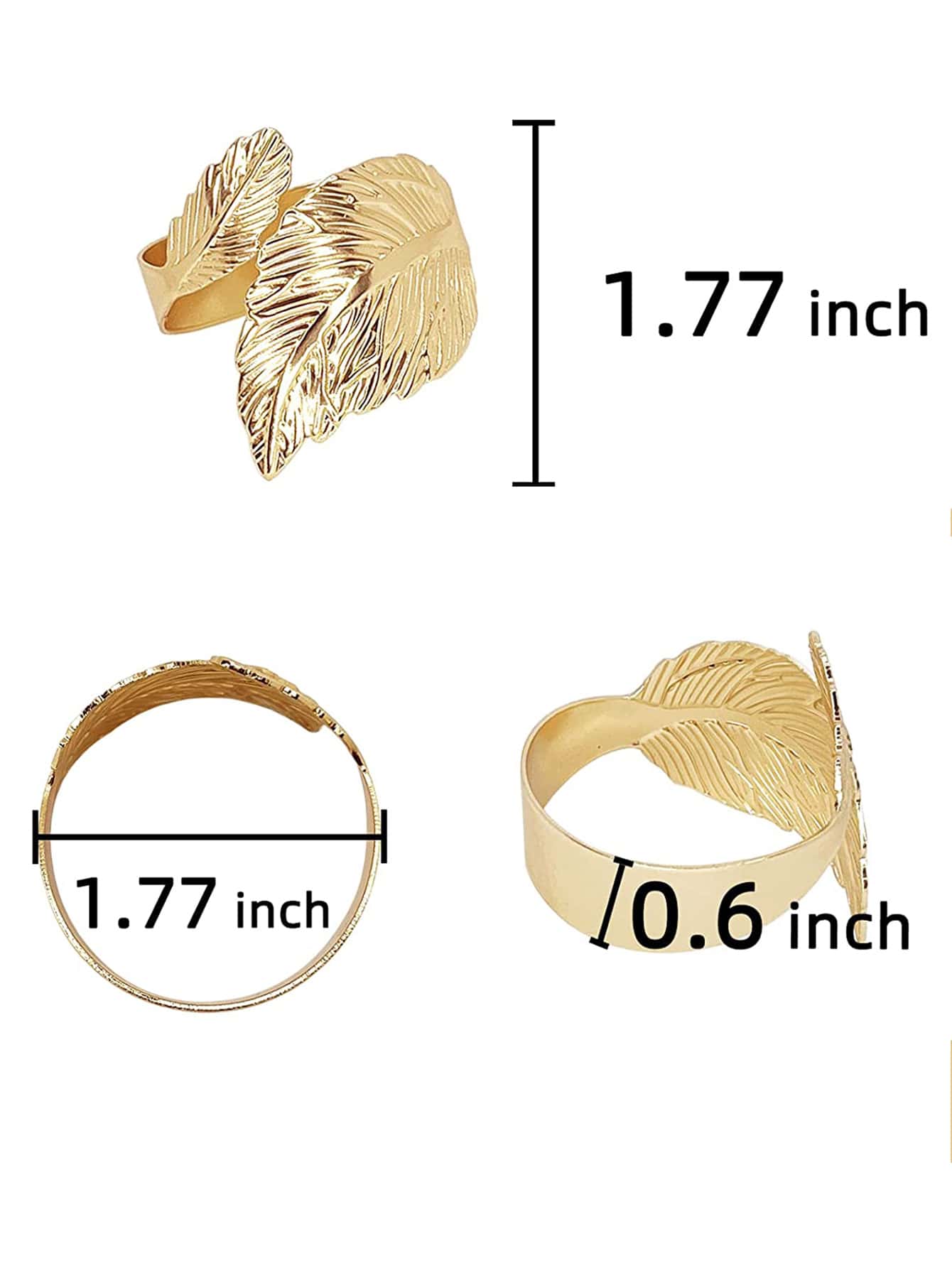 6pcs Leaf Design Napkin Ring