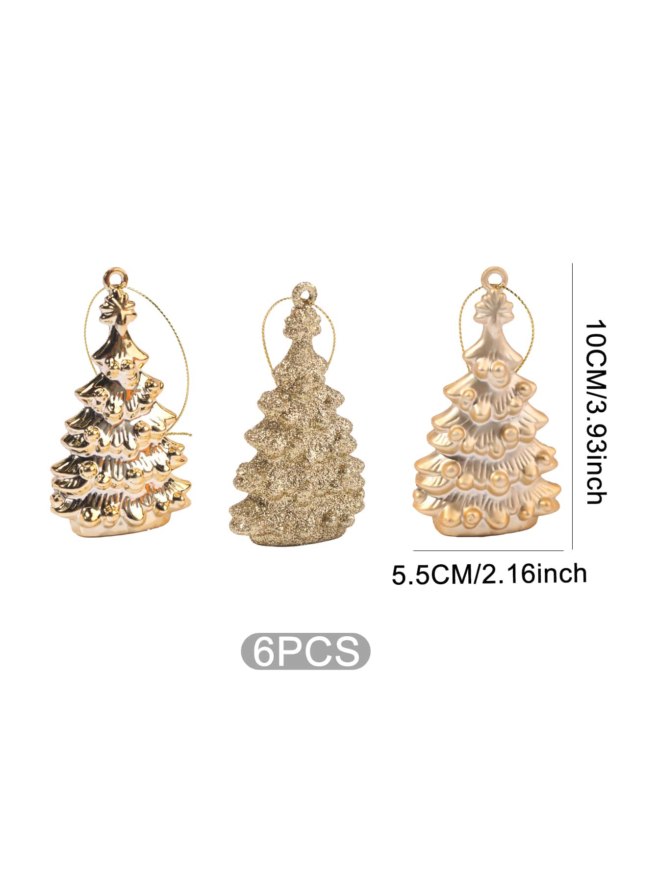 6pcs Metallic Christmas Tree Shaped Hanging Decoration