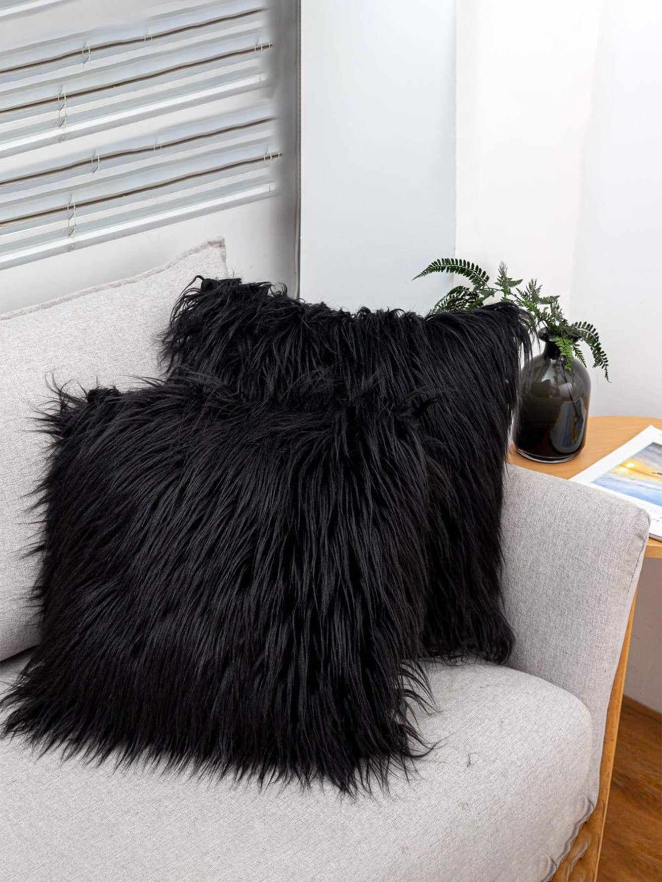 Plush Shaggy Cushion Cover Without Filler