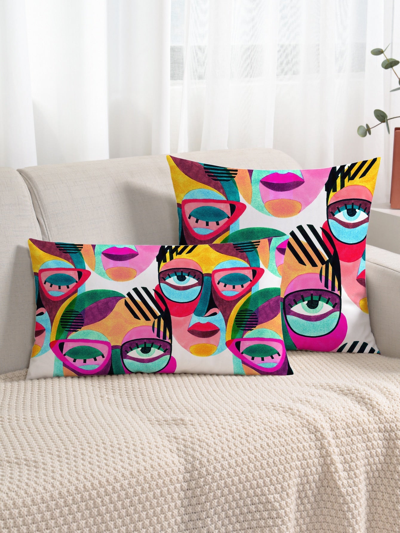 Abstract Figure Graphic Cushion Cover Without Filler