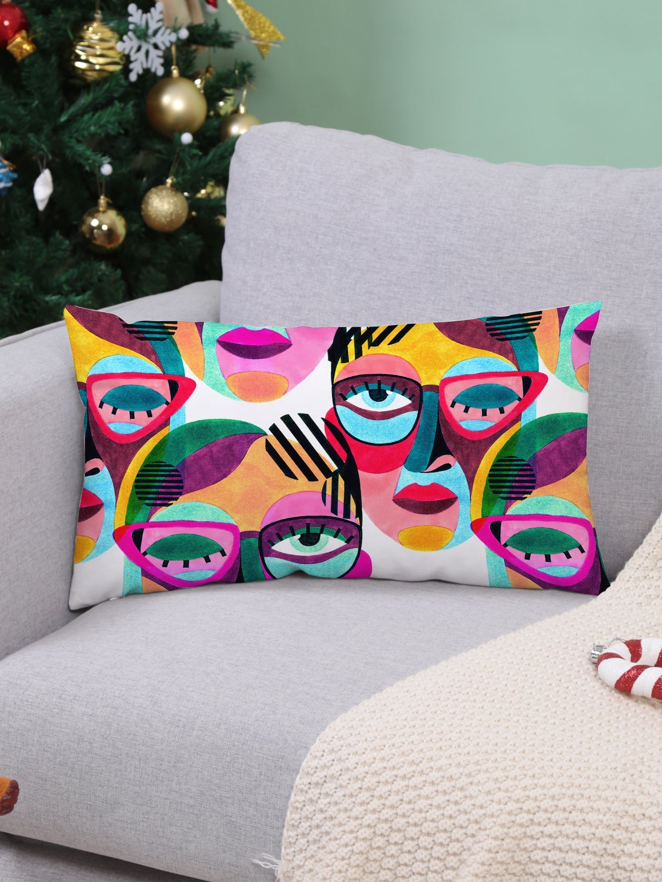 Abstract Figure Graphic Cushion Cover Without Filler