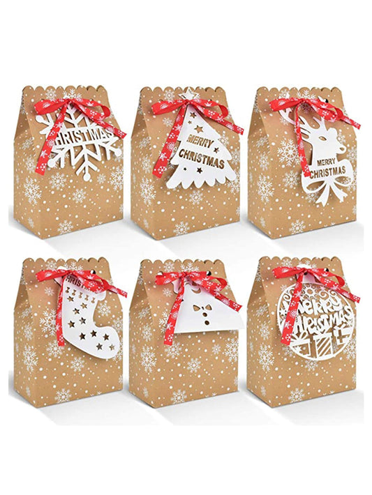 6pcs Christmas Snowflake Pattern Packaging Bag With Random Tag