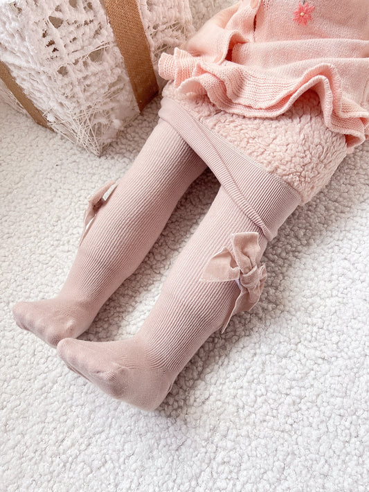 Girls Bow Decor Tights