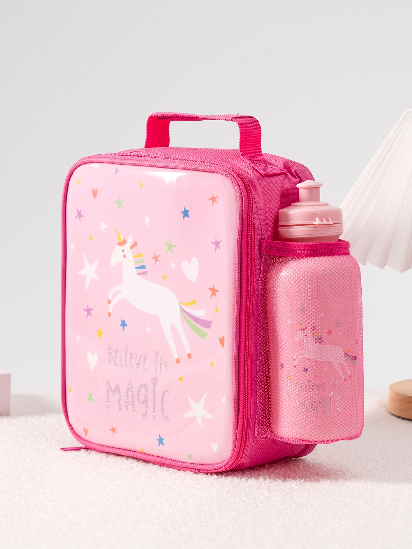 Unicorn Star Pattern Insulated Lunch Bag Cartoon Cute Lunch Box Storage Bag For Students