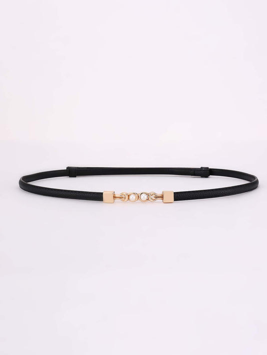 Faux Pearl Decor Symmetrical Buckle Belt