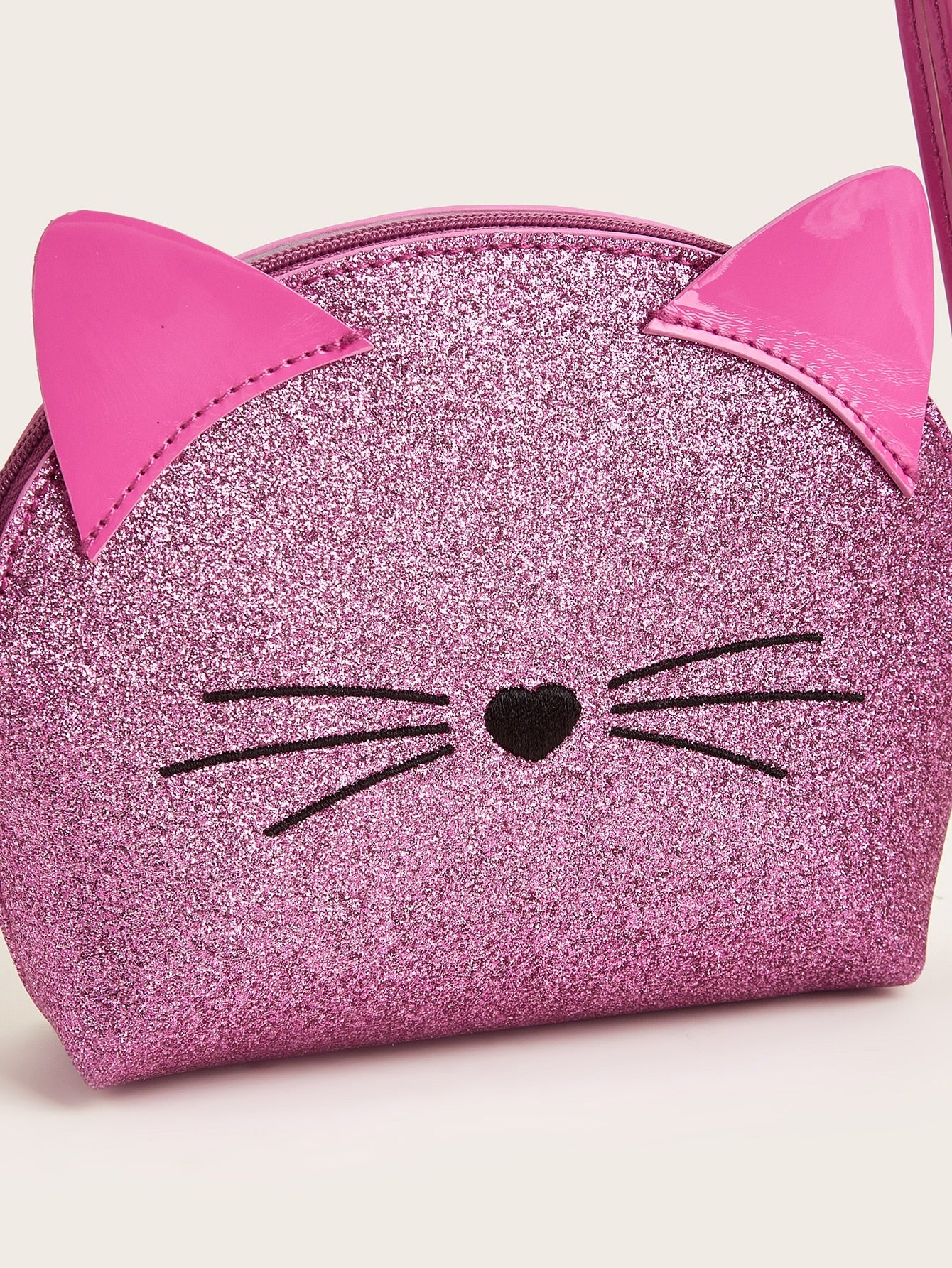 Girls Glitter Decor Cartoon Design Crossbody Bag