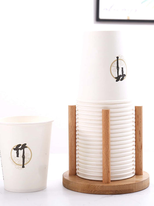 1pc Bamboo Wooden Cup Storage Rack Creative Round DIY Household Cup Holder For Disposable Paper Cup