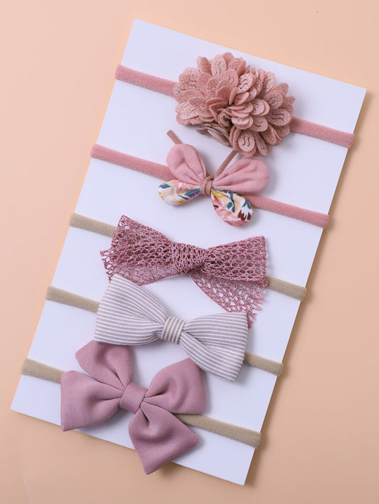 5pcs Baby Flower Bow Decor Hair Band