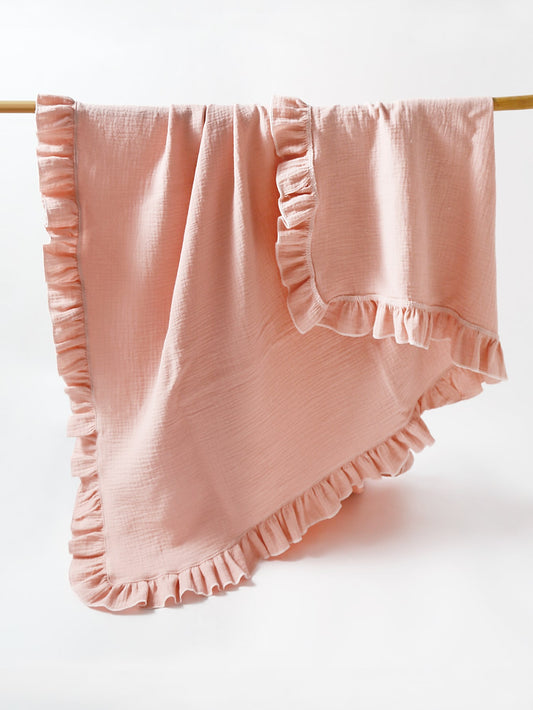 1pc Baby Ruffle Trim Swaddling Blanket