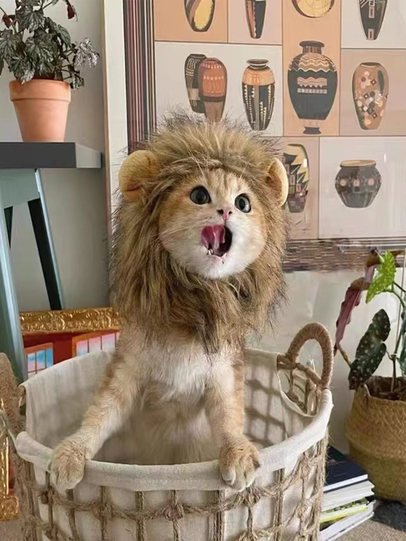 1pc Lion Head Design Pet Headwear