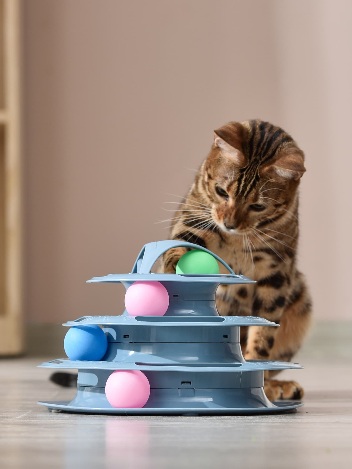 1pc Multi-layer Ball Decor Cat Teaser Toy