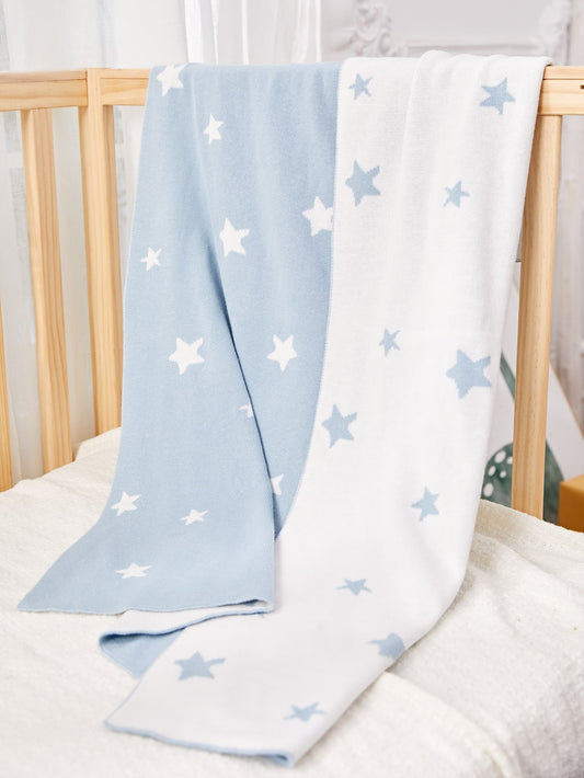 1pc Baby Star Pattern Knit Swaddling Blanket