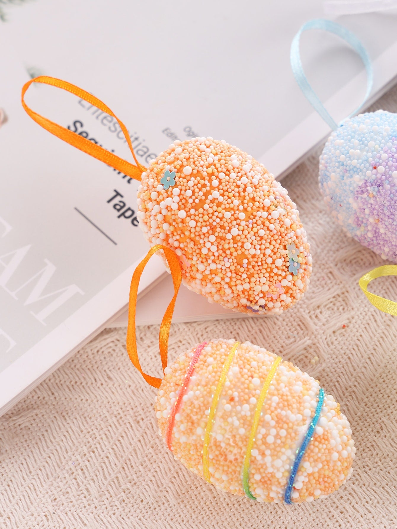 6pcs set ABS Decorative Egg Creative Color Block Festival Decor For Easter Day