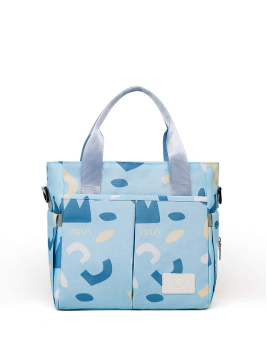 1pc Baby Geometric Pattern Patch Detail Diaper Bag
