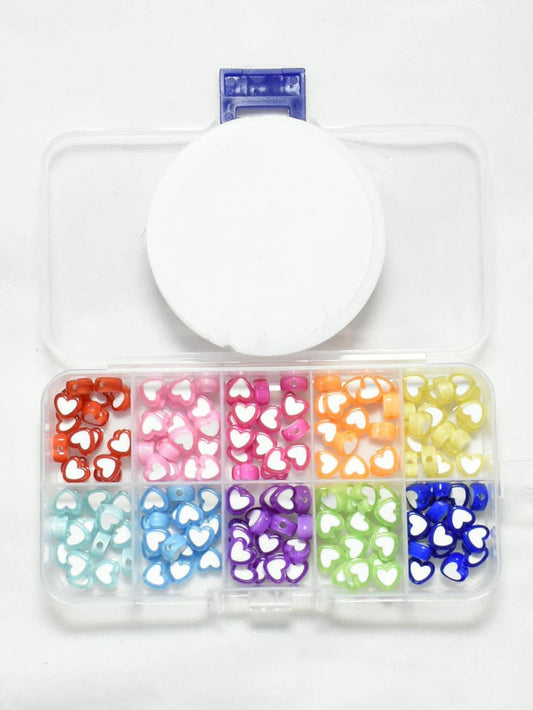 1box Heart Shaped DIY Bead 1box Elastic String