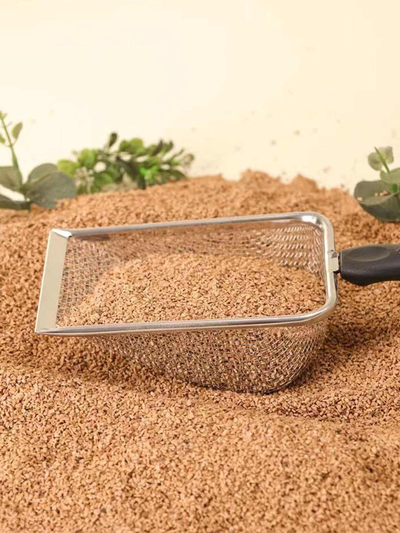 1pc Stainless Steel Cat Litter Shovel Cat Litter Scoop Cleaning Tool For Lizard Hamster Sand Bath Crawling Pet Cleaning Metal Sand Shovel