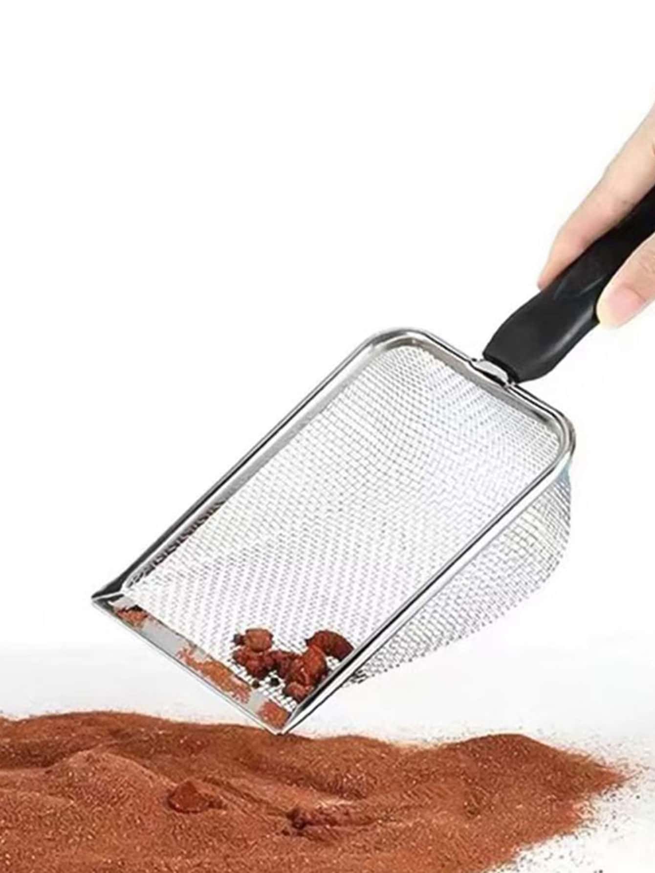 1pc Stainless Steel Cat Litter Shovel Cat Litter Scoop Cleaning Tool For Lizard Hamster Sand Bath Crawling Pet Cleaning Metal Sand Shovel