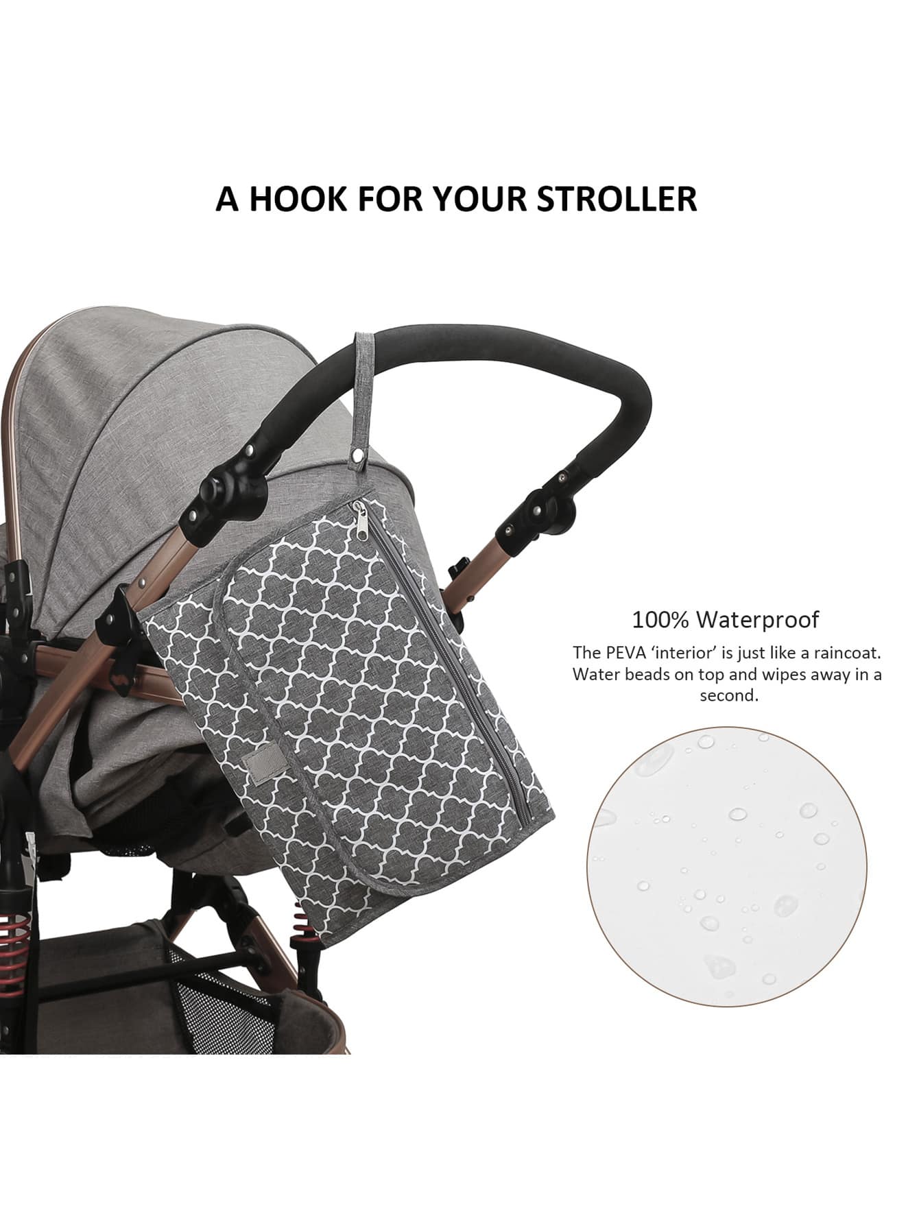 1pc Baby Geometric Pattern Portable Waterproof Diaper Bag