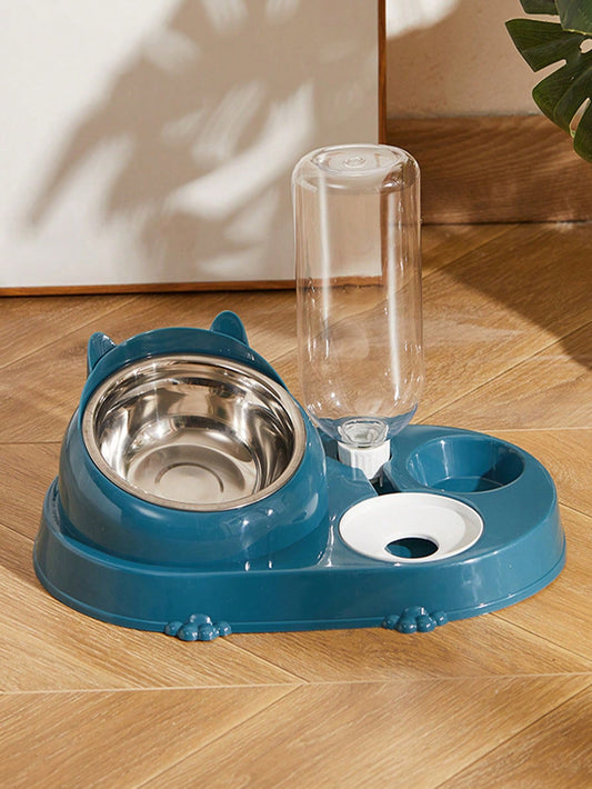 1pc Cartoon Ear Decor Pet Bowl With Drinking Bottle For Dog And Cat For Food Feeding