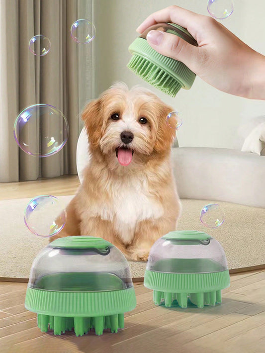 1pc Refillable Pet Bath Massage Brush With 1pc Replacement Head For Cat And Dog For Cleaning