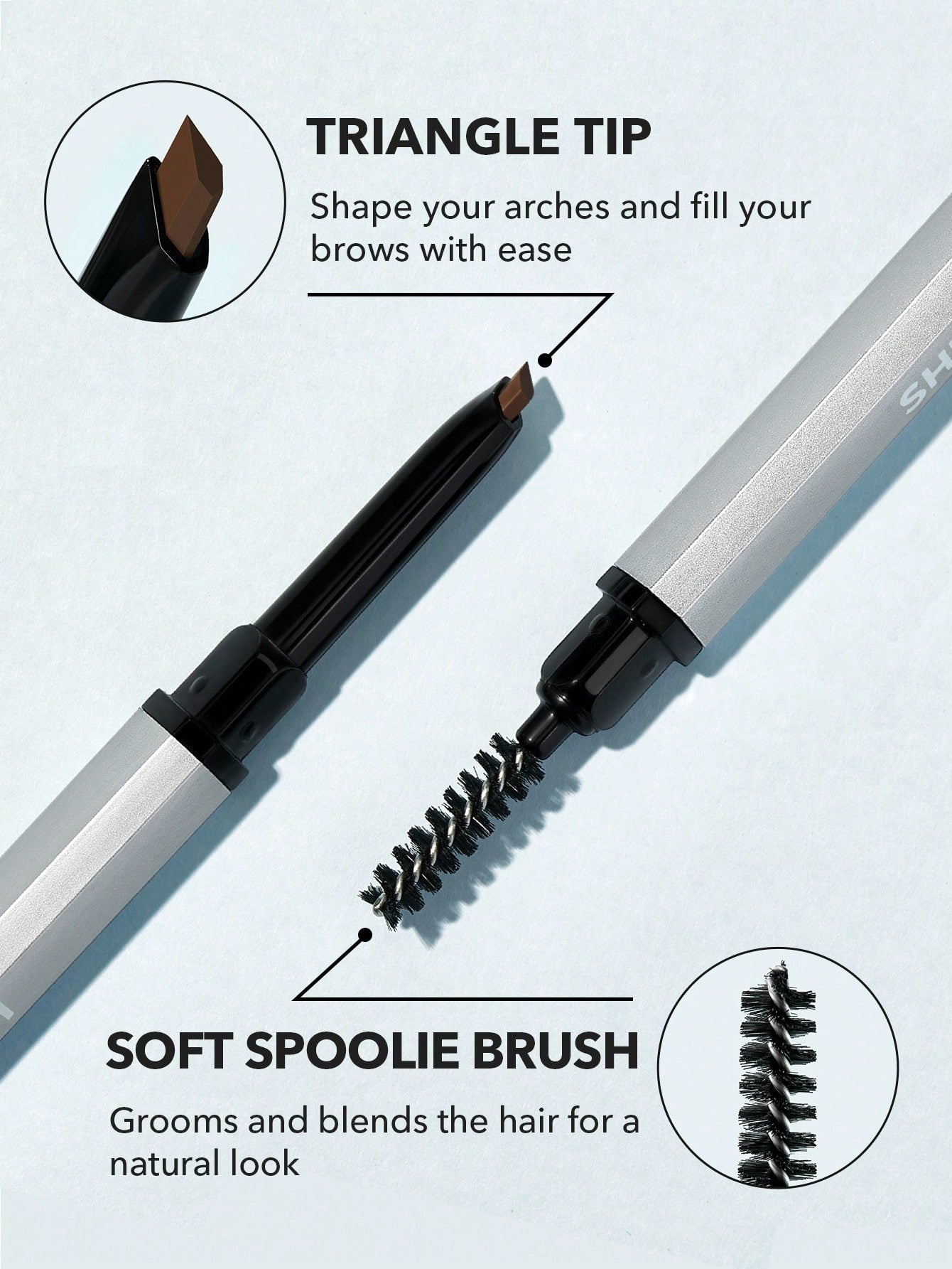 SHEGLAM Dual-Ended Fine Eyebrow Pencil - Coffee  Waterproof  Double Head Eyebrow Pen Long Lasting Smudge-Proof Filling Outlining Triangle Head Eyebrow Makeup