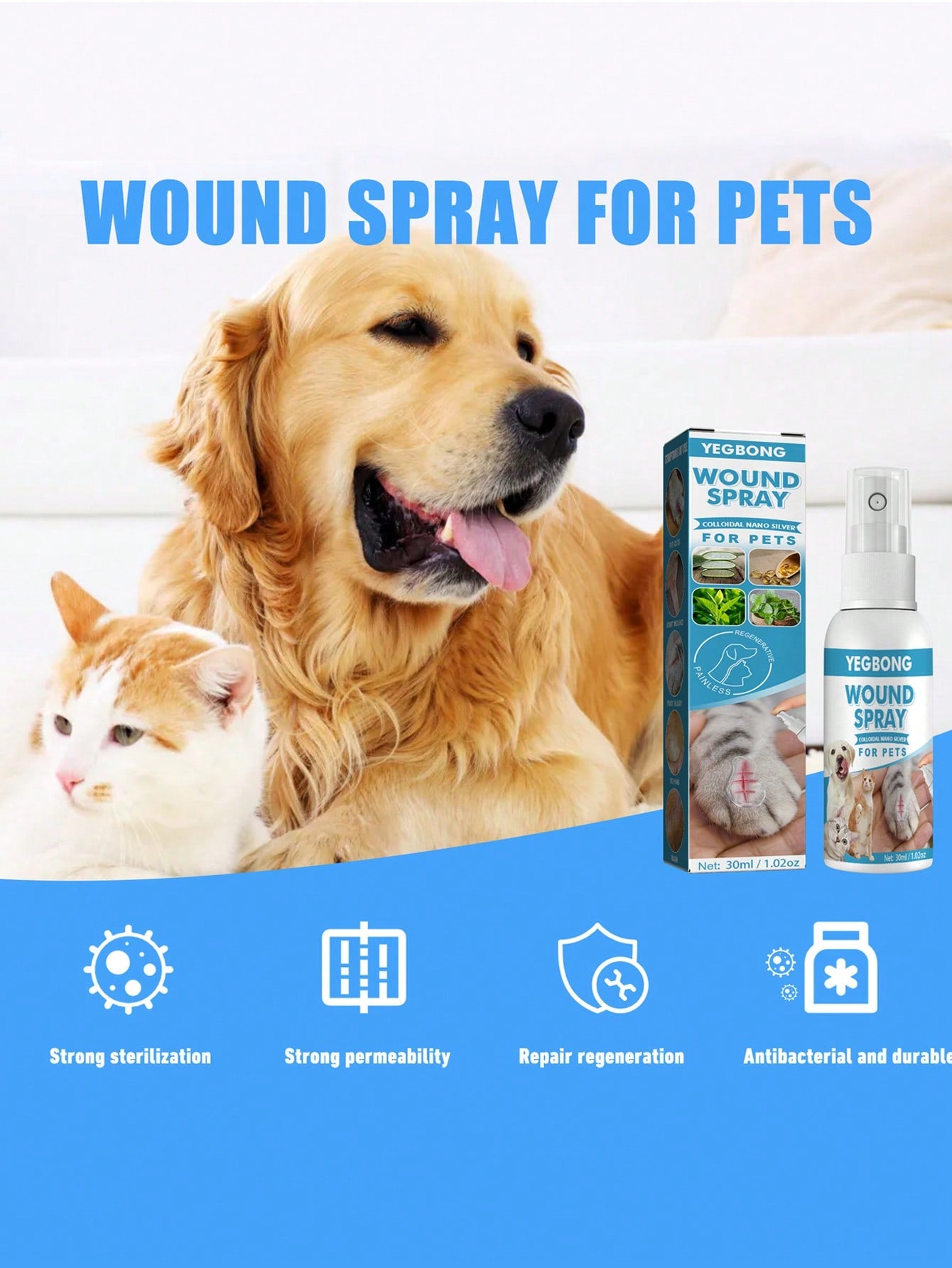 1pc Pet Wound Spray For Dog And Cat For Healthy