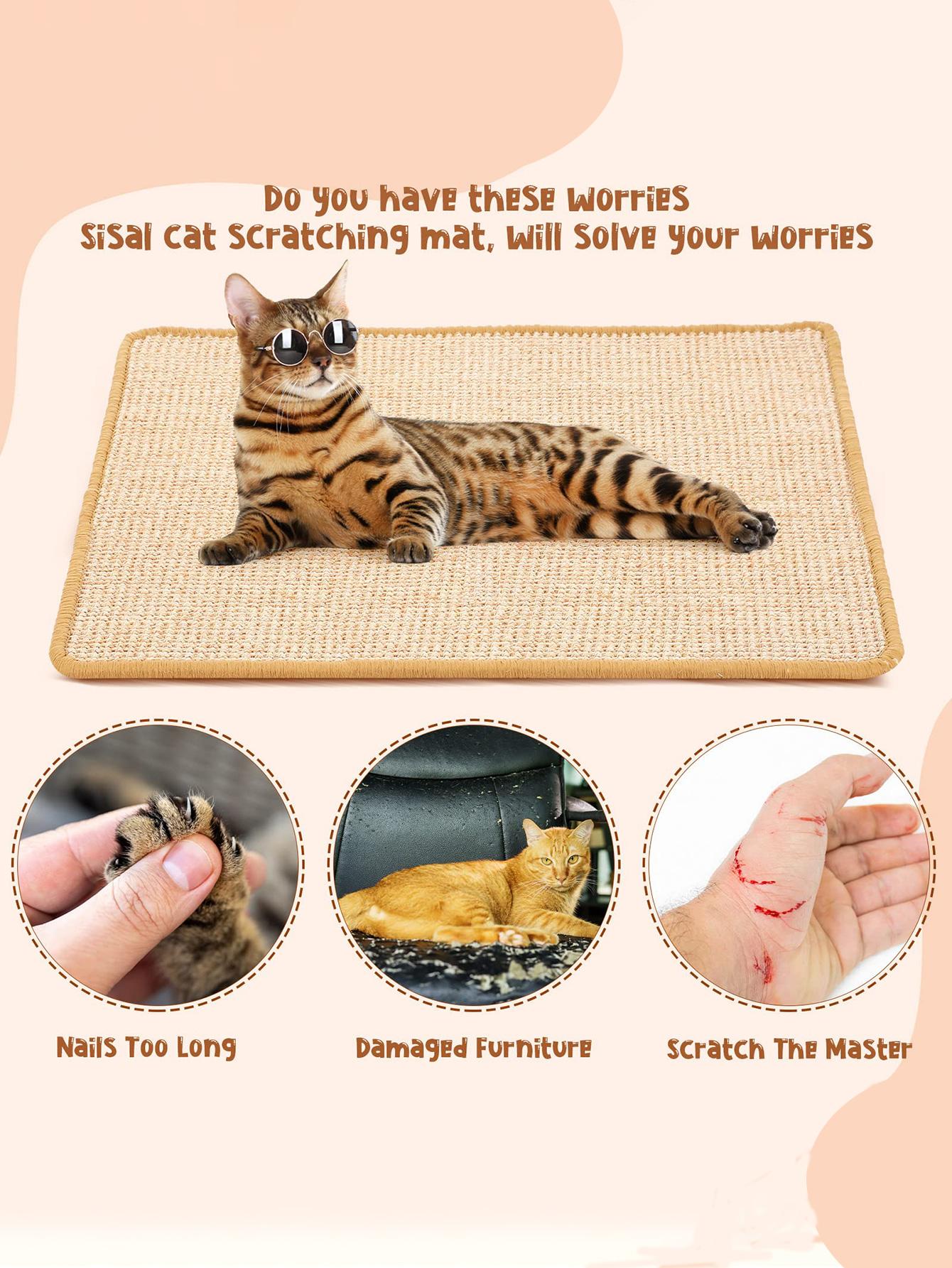 1pc Cat Scratcher Sisal Mat Board Cat Scratch for Sharpen Nails Scraper Cats Tree Cat scratching post Sofa Mats Furniture Protector Random Colors