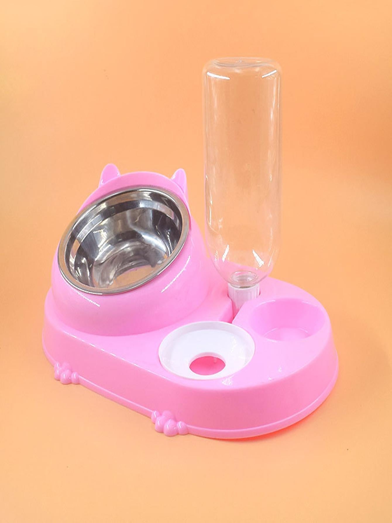 1pc Cartoon Ear Decor Pet Bowl With Drinking Bottle For Dog And Cat For Food Feeding