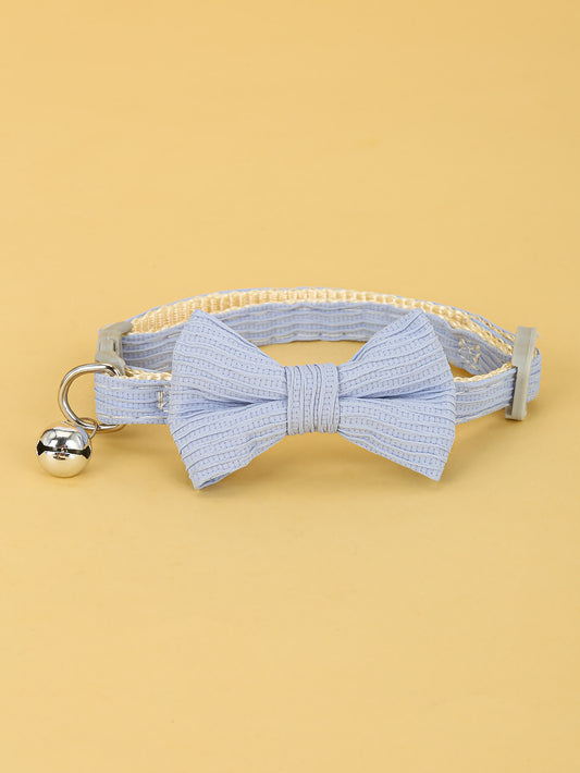 1pc Sky Blue Bow Bell Decor Pet Collar Accessories For Small Dogs And Cats