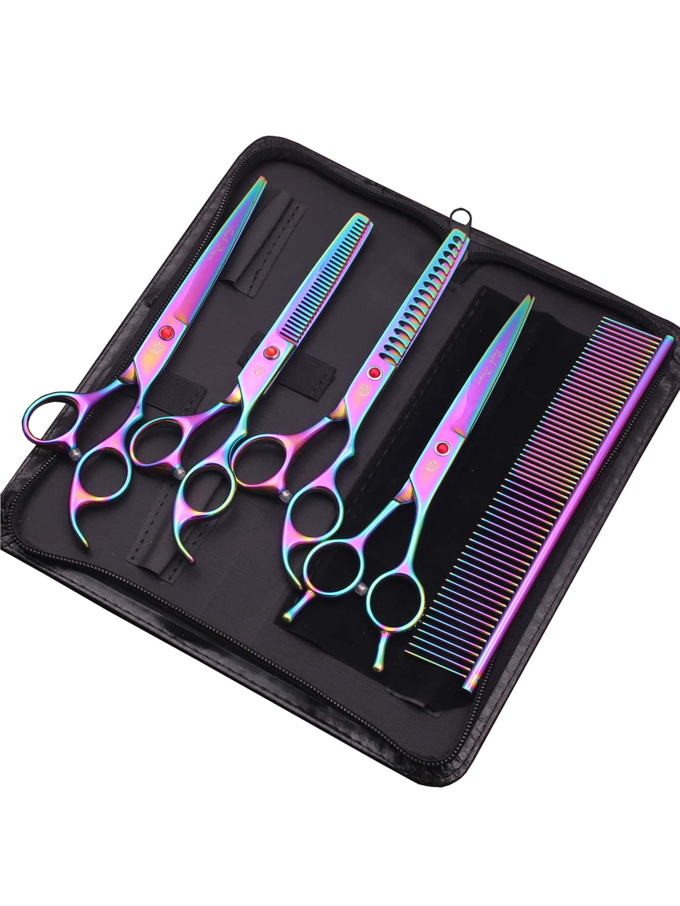 Dog Beauty Scissors Professional Stainless Thinning Scissors Pet Scissors for Dogs Hair Curved Scissors Comb Z3002