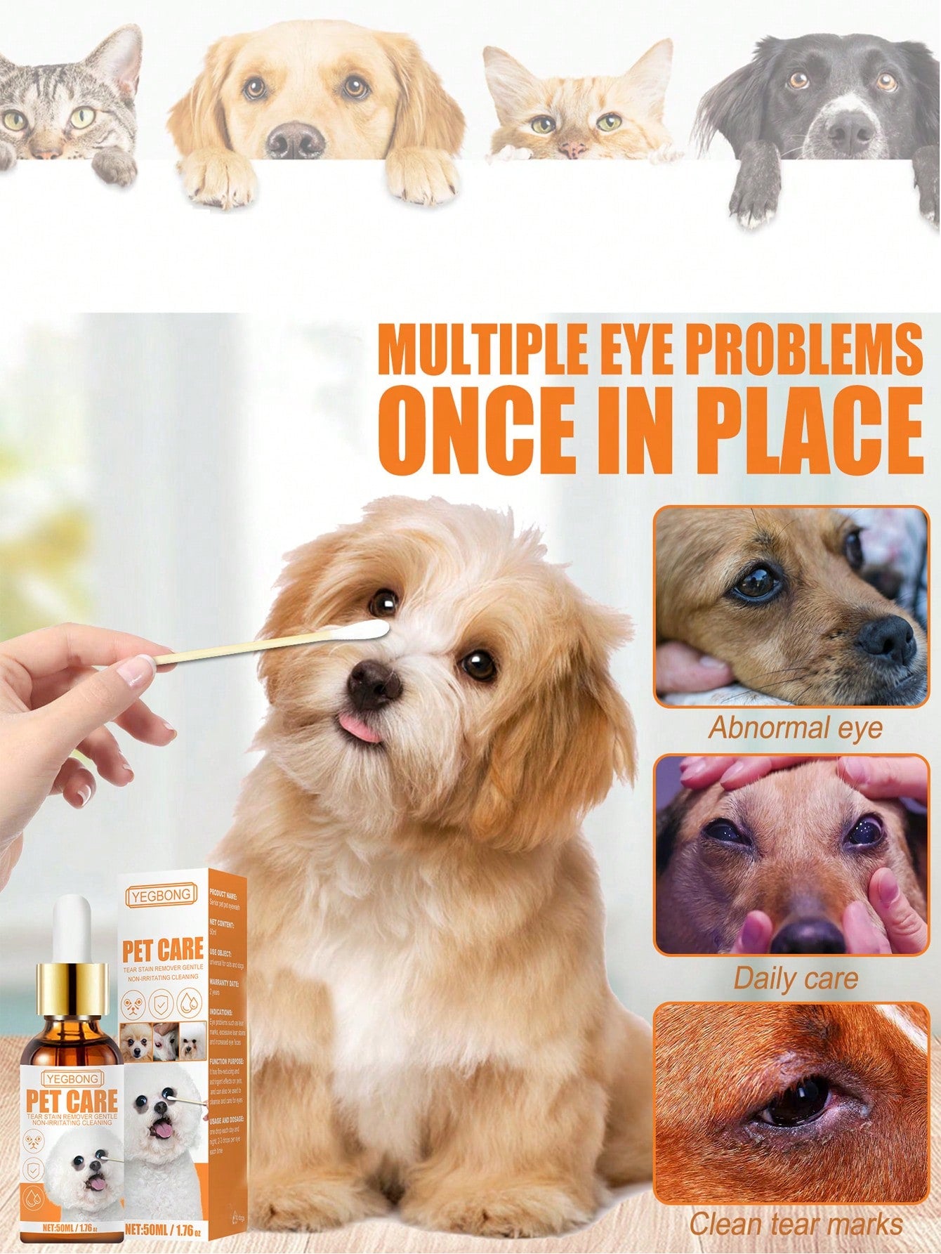 1pc Pet Eye Drops For Tear Stain Removal And Cleaning Suitable For Both Dogs And Cats