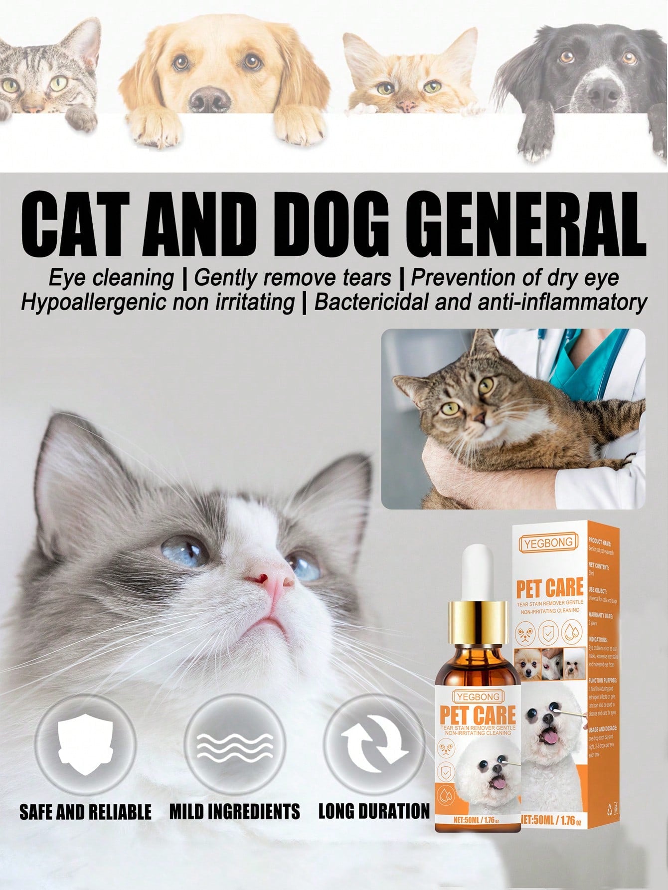 1pc Pet Eye Drops For Tear Stain Removal And Cleaning Suitable For Both Dogs And Cats